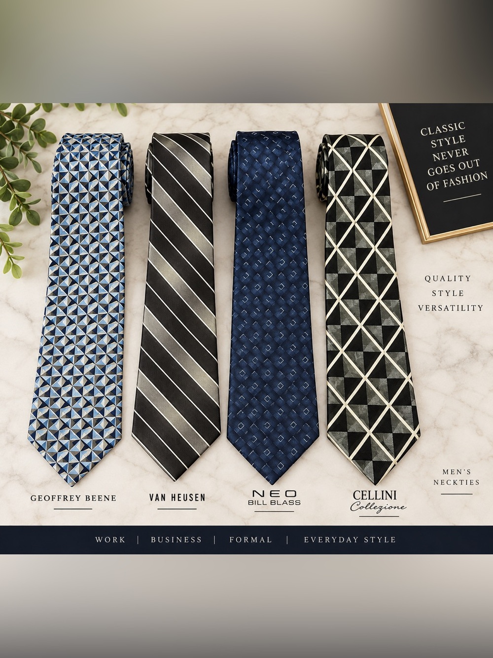 4pc 100% Silk Men's Designer Tie Bundle